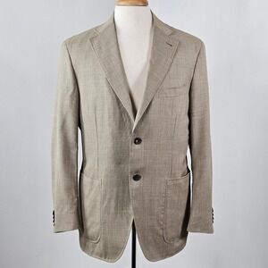 Canali Kai Travel Unlined Wool Tan Blazer Jacket | Men IT 50 - US 40 | STAINS